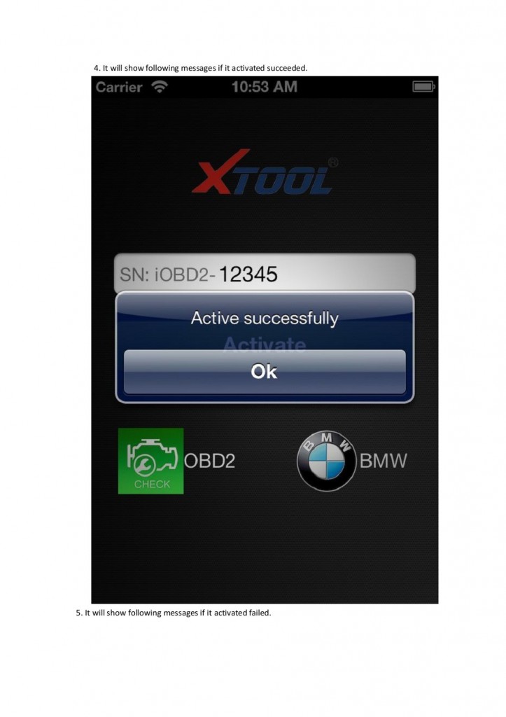 IOBD2 BMW ACTIVATION Step 2